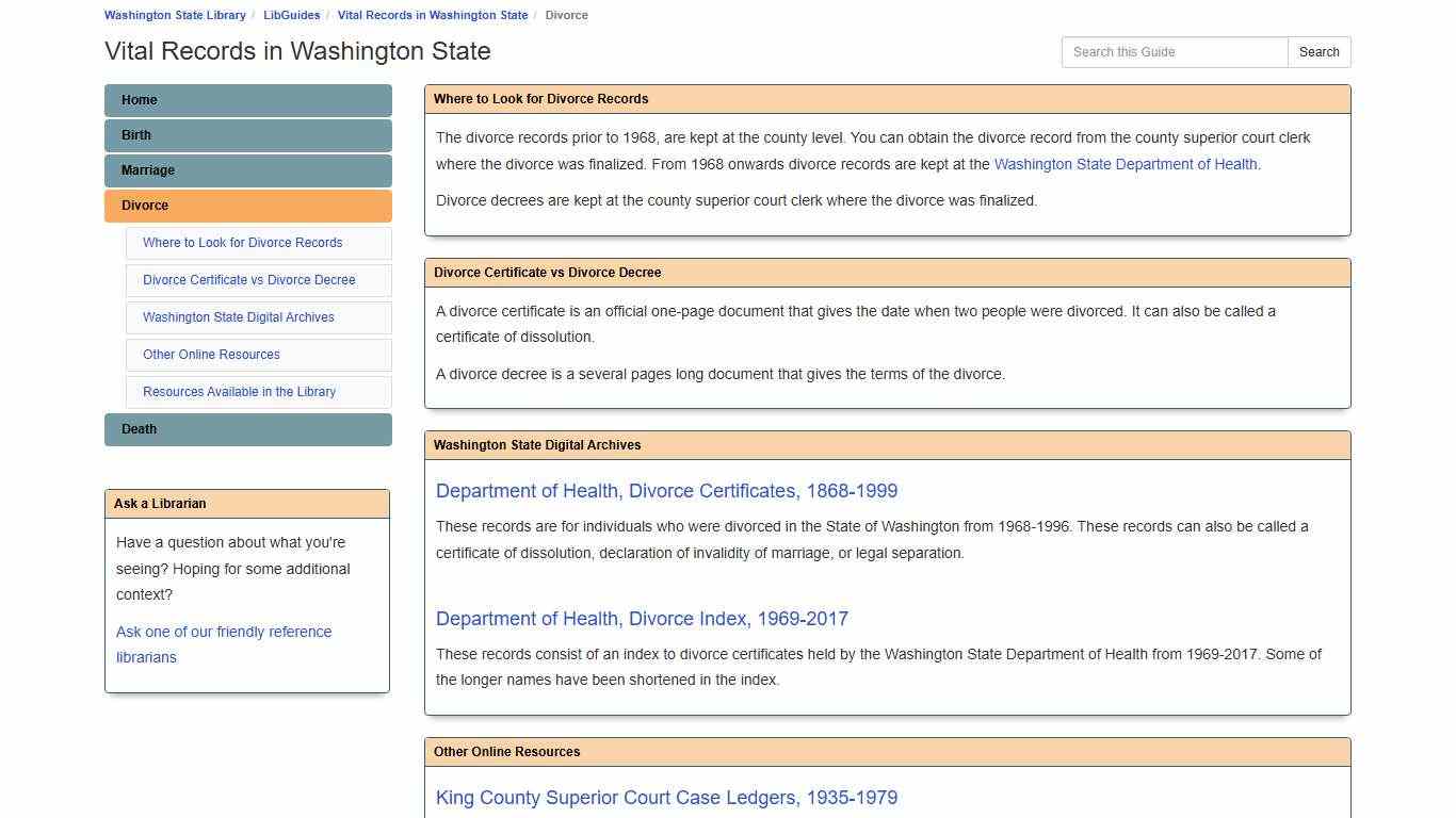 Divorce - Vital Records in Washington State - LibGuides at Washington State Library