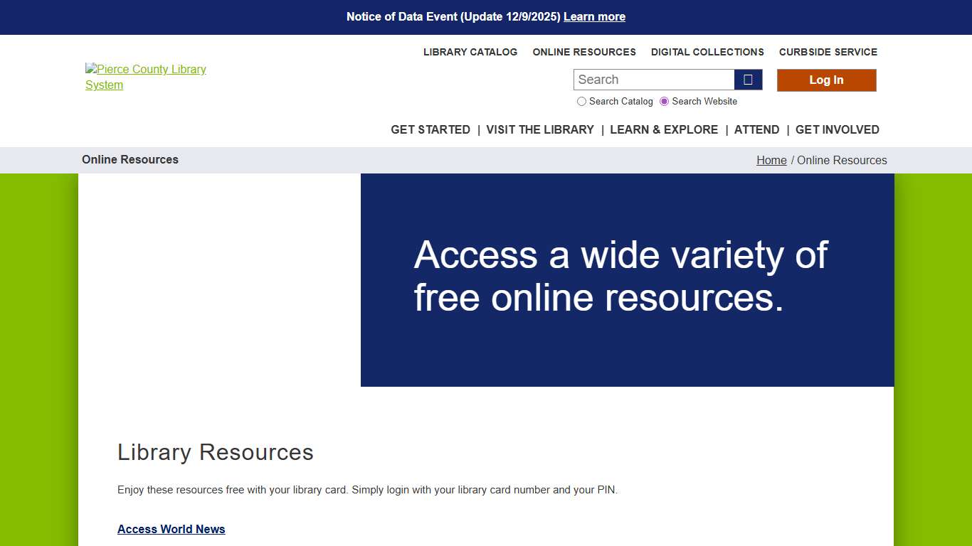 Online Resources - Pierce County Library System