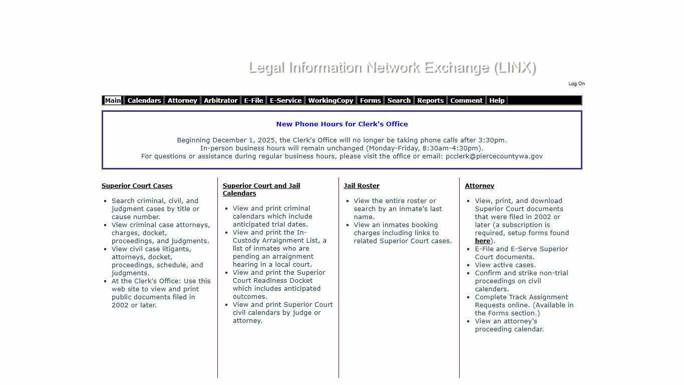 LINX - Pierce County Legal Information Network eXchange